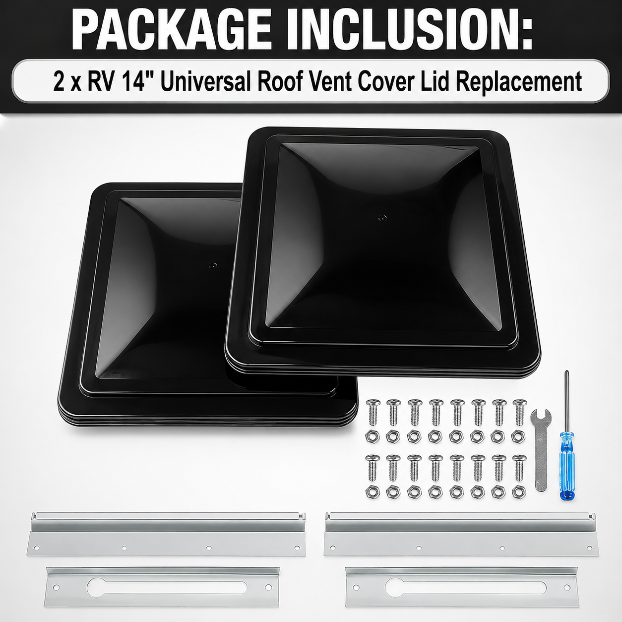 2-Pack RV 14" Universal Roof Vent Cover Lid Replacement