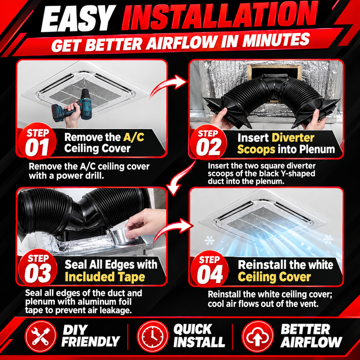 RV Air Conditioner Airflow Duct Diverter
