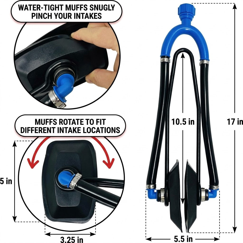 Universal Boat Outboard Motor Dual Flow Water Muffs