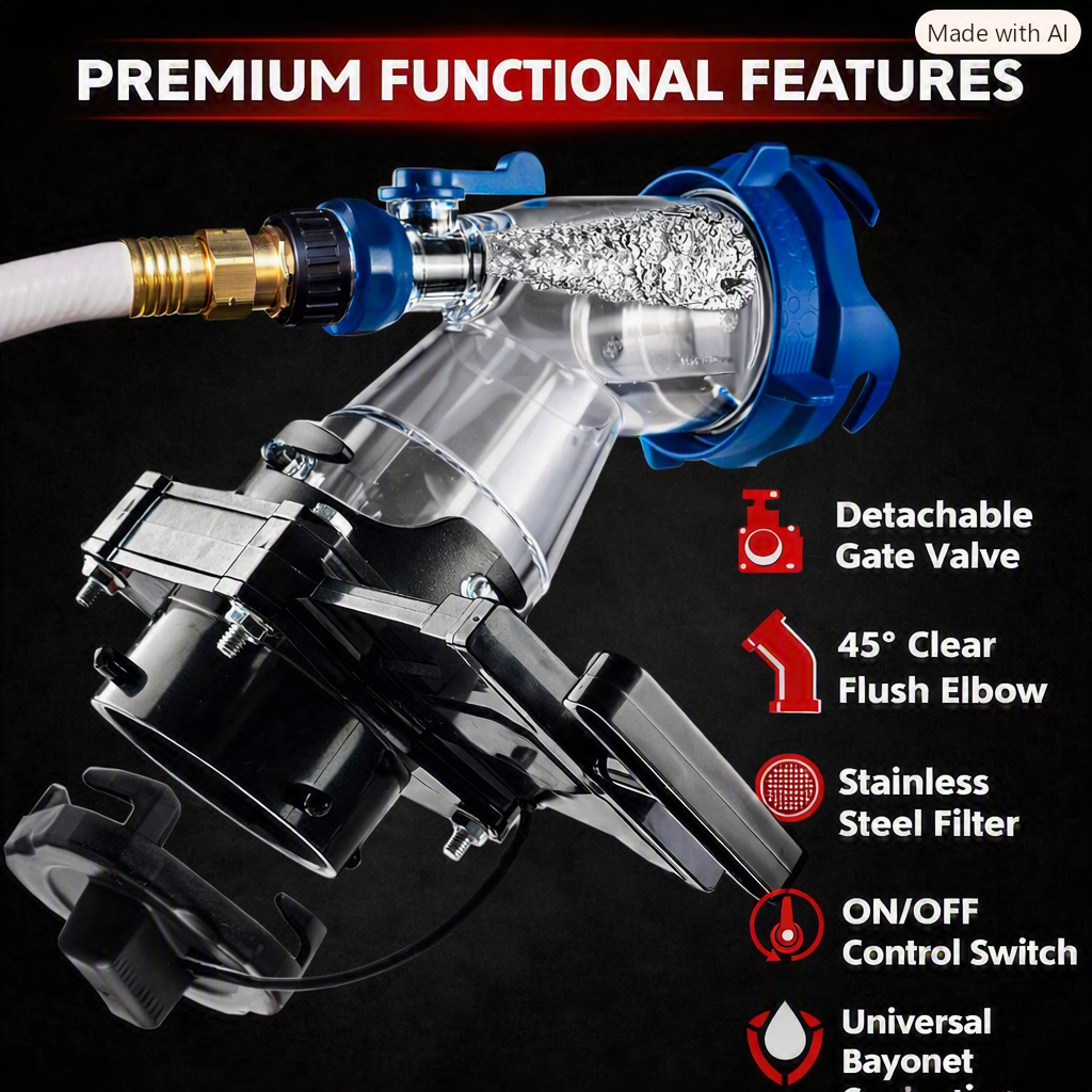 RV Tank Rinser with Gate Valve and Backflow Preventer