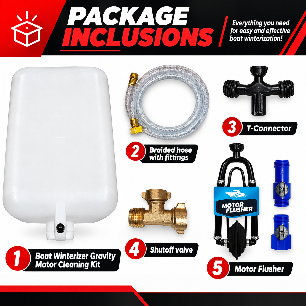 Boat Winterizer Gravity Motor Cleaning Kit