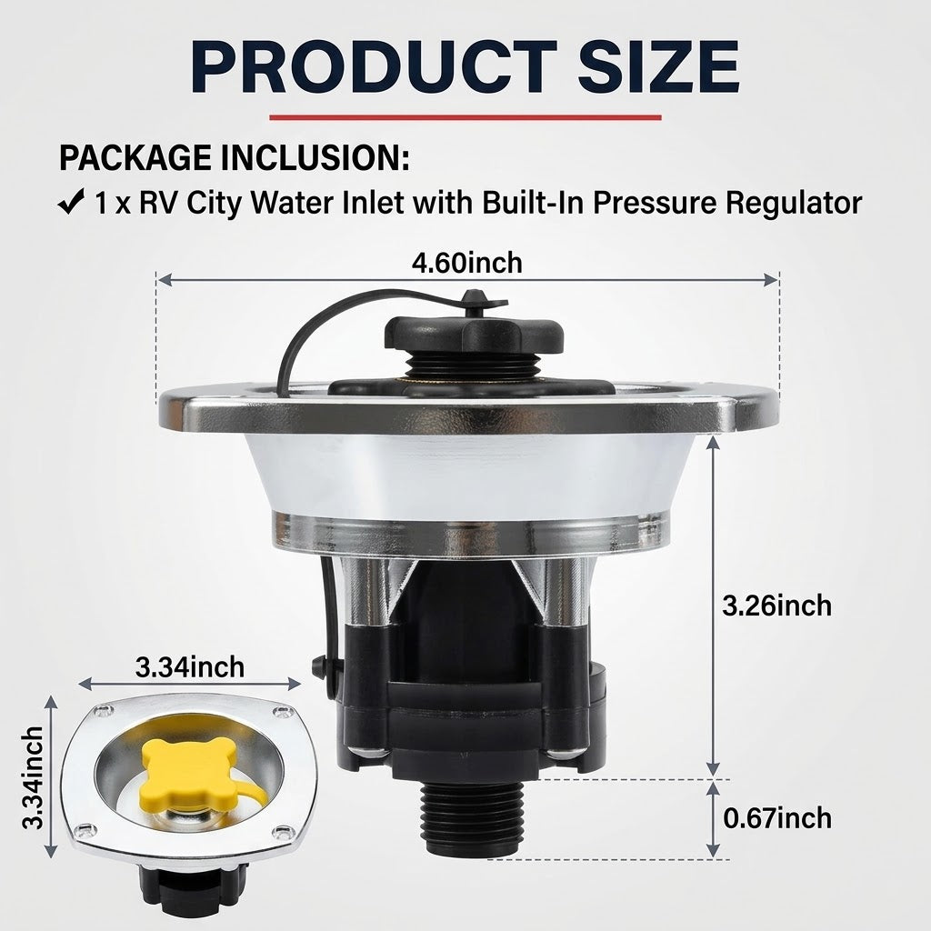 RV City Water Inlet with Built-In Pressure Regulator
