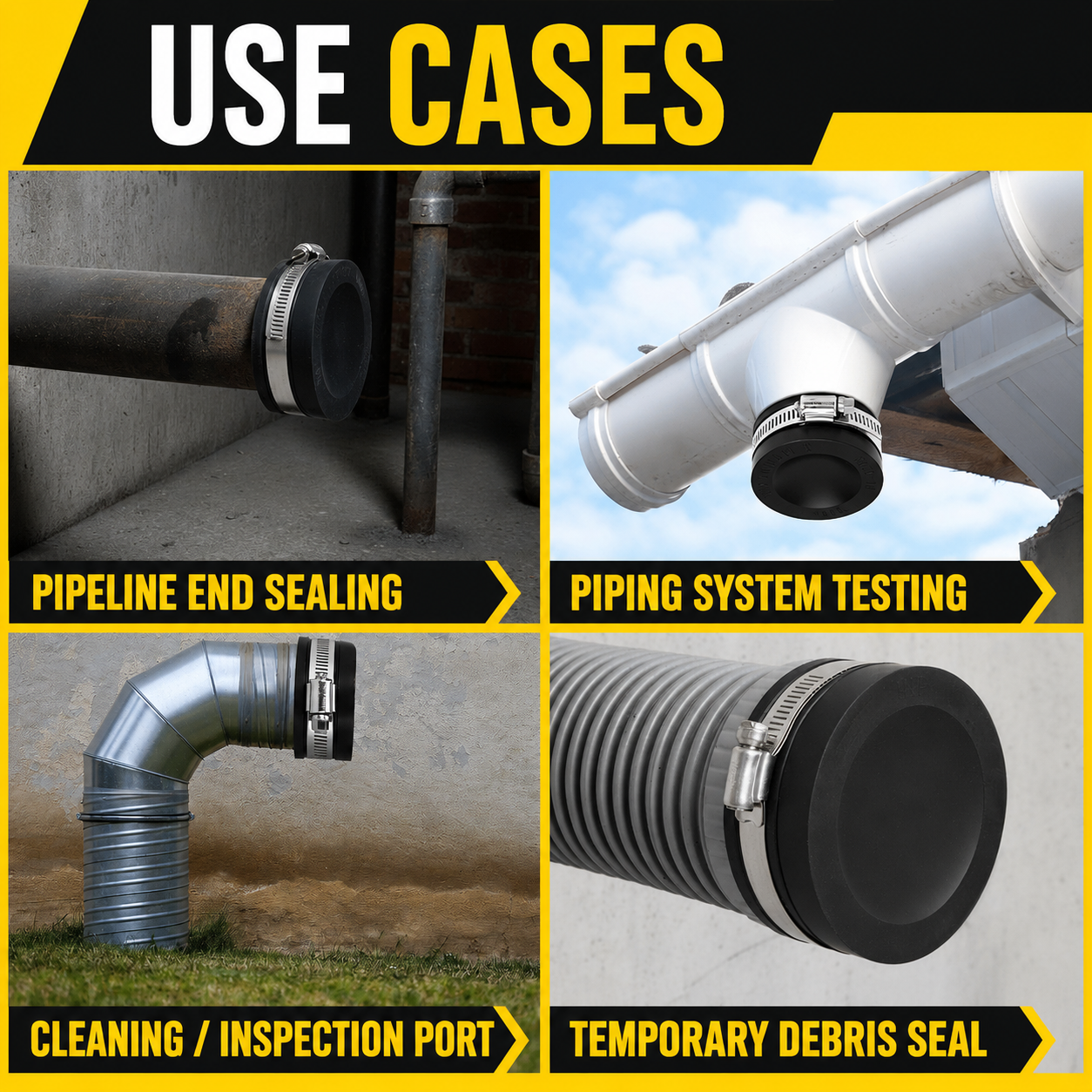 4" RV Sewer PVC Caps with Stainless Steel Clamps