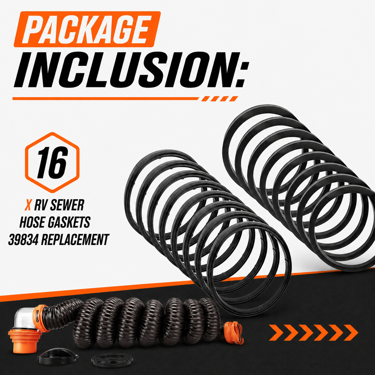 16-Pack RV Sewer Hose Gaskets 39834 Replacement
