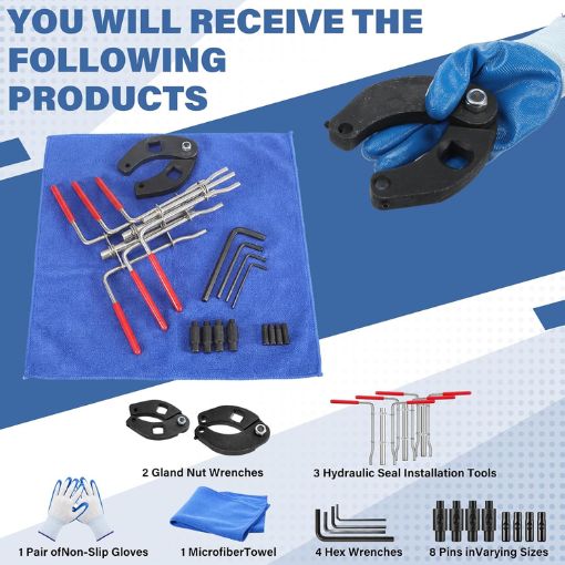 Hydraulic Cylinder Spanner Wrench and Seal Installation Tool Set