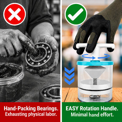 Wheel Bearing Packer Tool with Rotating Handle