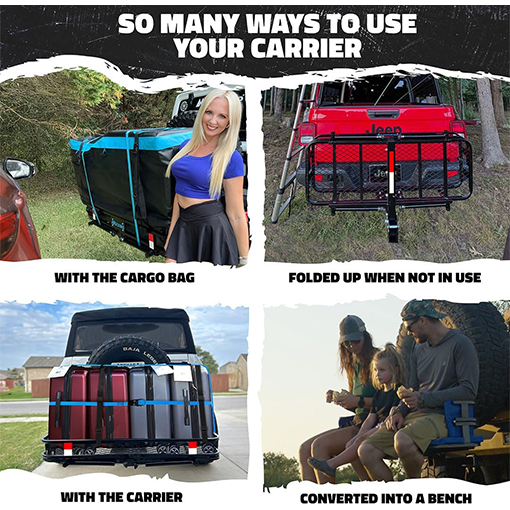 2-in-1 Trailer Hitch Seating Cargo Carrier Set