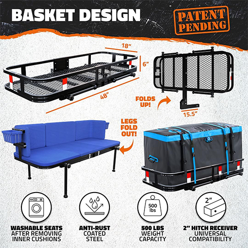 2-in-1 Trailer Hitch Seating Cargo Carrier Set