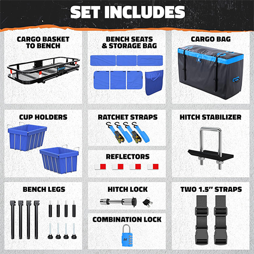 2-in-1 Trailer Hitch Seating Cargo Carrier Set