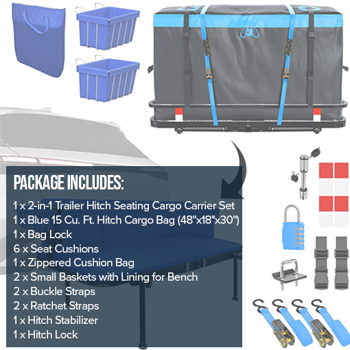 2-in-1 Trailer Hitch Seating Cargo Carrier Set