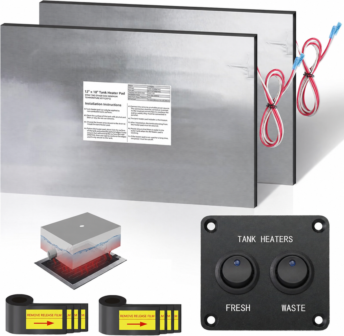 2-Pack RV Tank Heater Pad with Thermostat