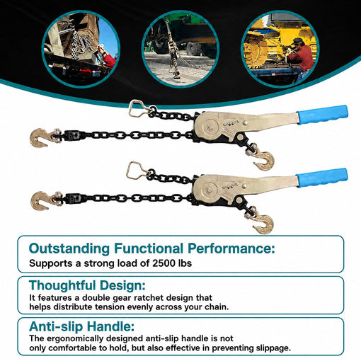 2-Pack 1/4"-5/16" Easy Ratchet Chain Binder with Grab Hooks