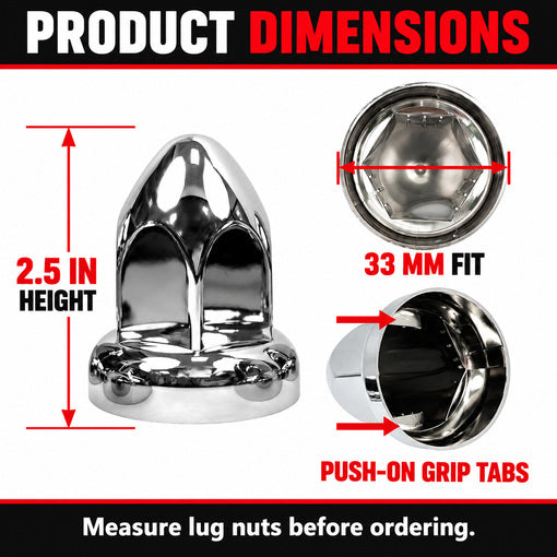 20-Pack Semi-Truck Push-On Lug Nut Cover