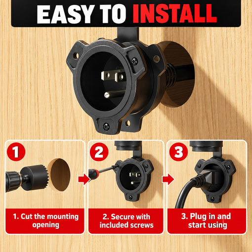 15 Amp RV Shore Power Inlet Dual AC Port Plug