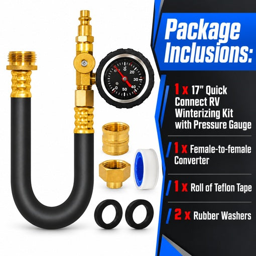 17" Quick Connect RV Winterizing Kit with Pressure Gauge