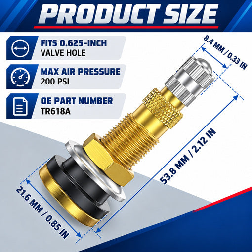 10-Pack TR618A Clamp-in Tubeless Air Liquid Tractor Valve Stems