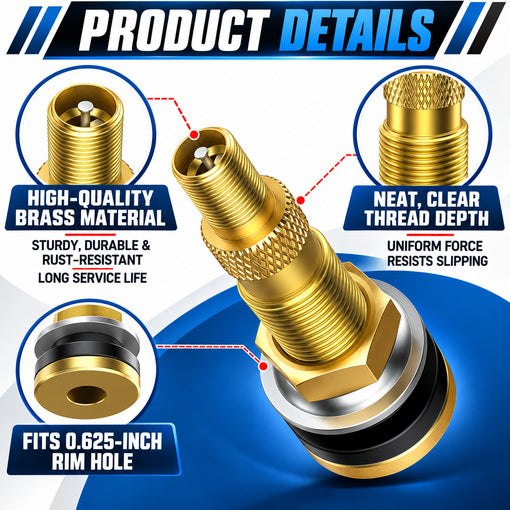 10-Pack TR618A Clamp-in Tubeless Air Liquid Tractor Valve Stems