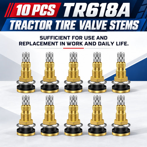 10-Pack TR618A Clamp-in Tubeless Air Liquid Tractor Valve Stems